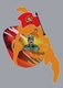 Sri Lanka: Tamil Tiger (LTTE) propaganda poster showing LTTE leader Velupillai Prabhakaran and LTTE flag superimposed on LTTE territorial claims in Sri Lanka